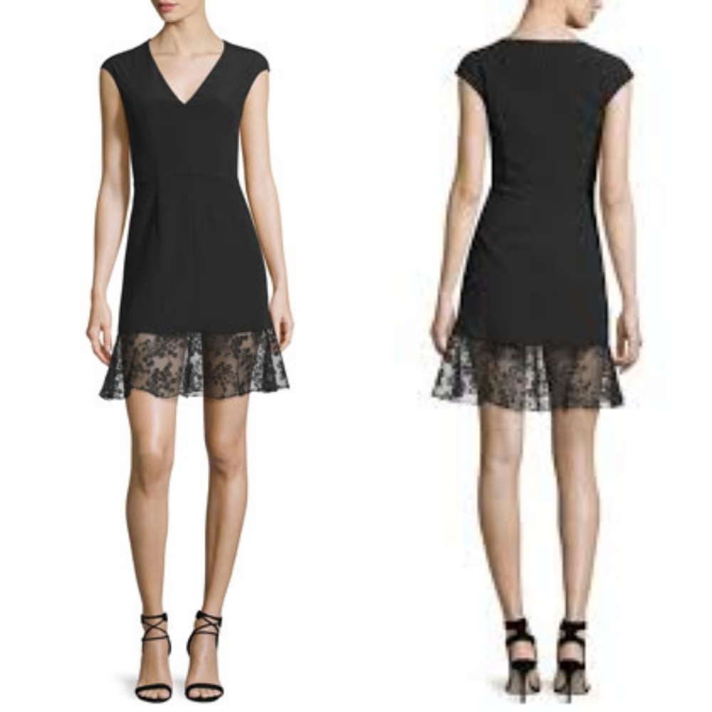 Carven crepe lace hem mini dress